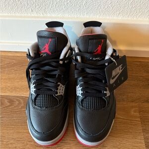 Brand New! Nike Air Jordan 4 Retro Black Red Sneakers
